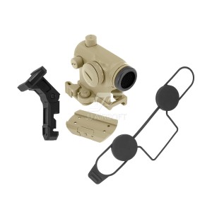 T1 Red Dot with Killflash, Adjustable Angle Offset Mount, QD Mount and Low Mount (Tan)