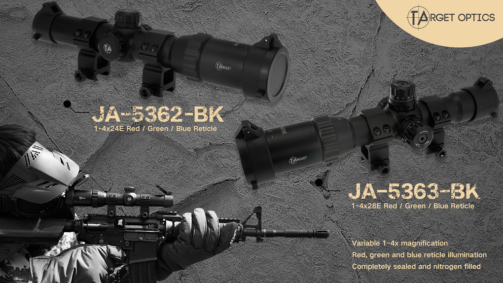 TARGET 1-4x24E and 1-4x28E Red-Green-Blue Reticle